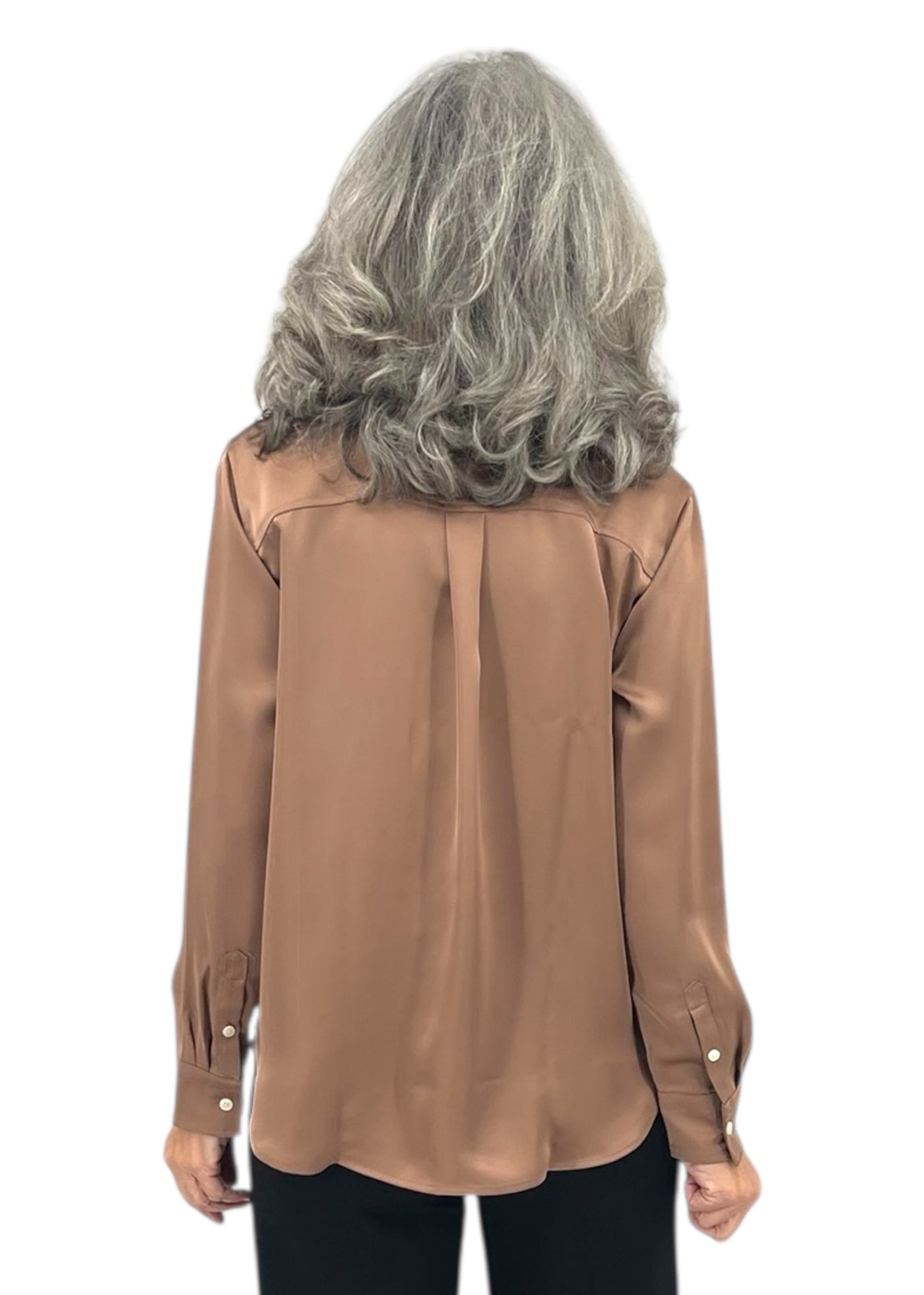 Silky Smooth Button Down Blouse in Cafe Au Lait