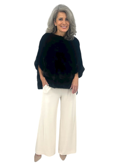 Mink Poncho in Black