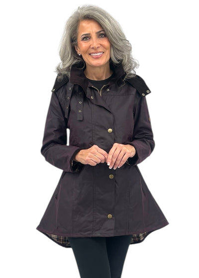 Louise Wax Raincoat in Mahogany