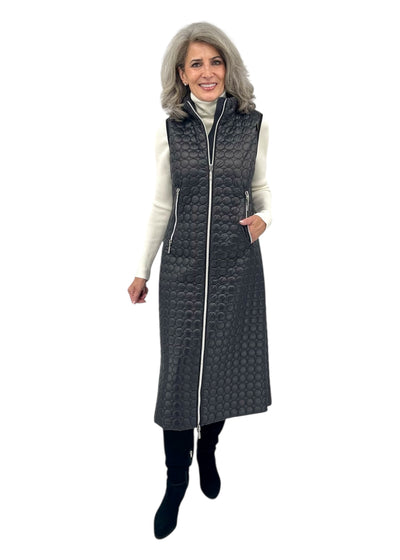 Carola Quilted Vest w/ Side Zippers in Black