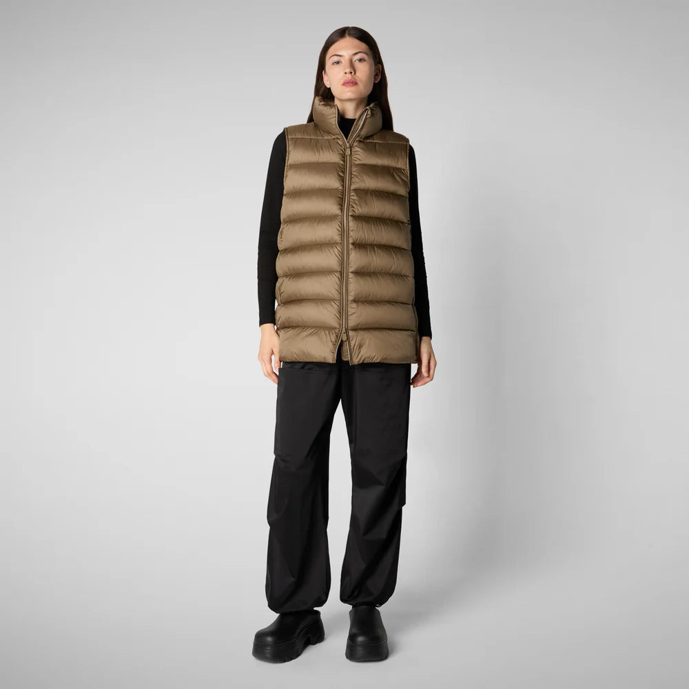 Quilted Gilet Coral Vest in Husk Green