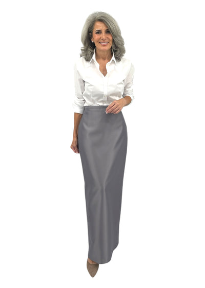 Long Slim Skirt in Silver