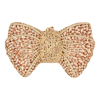 Beaded Bow Clutch in Blush