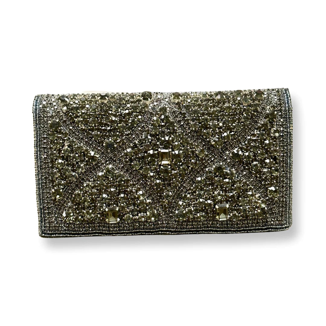 Beaded Clutch - Pewter