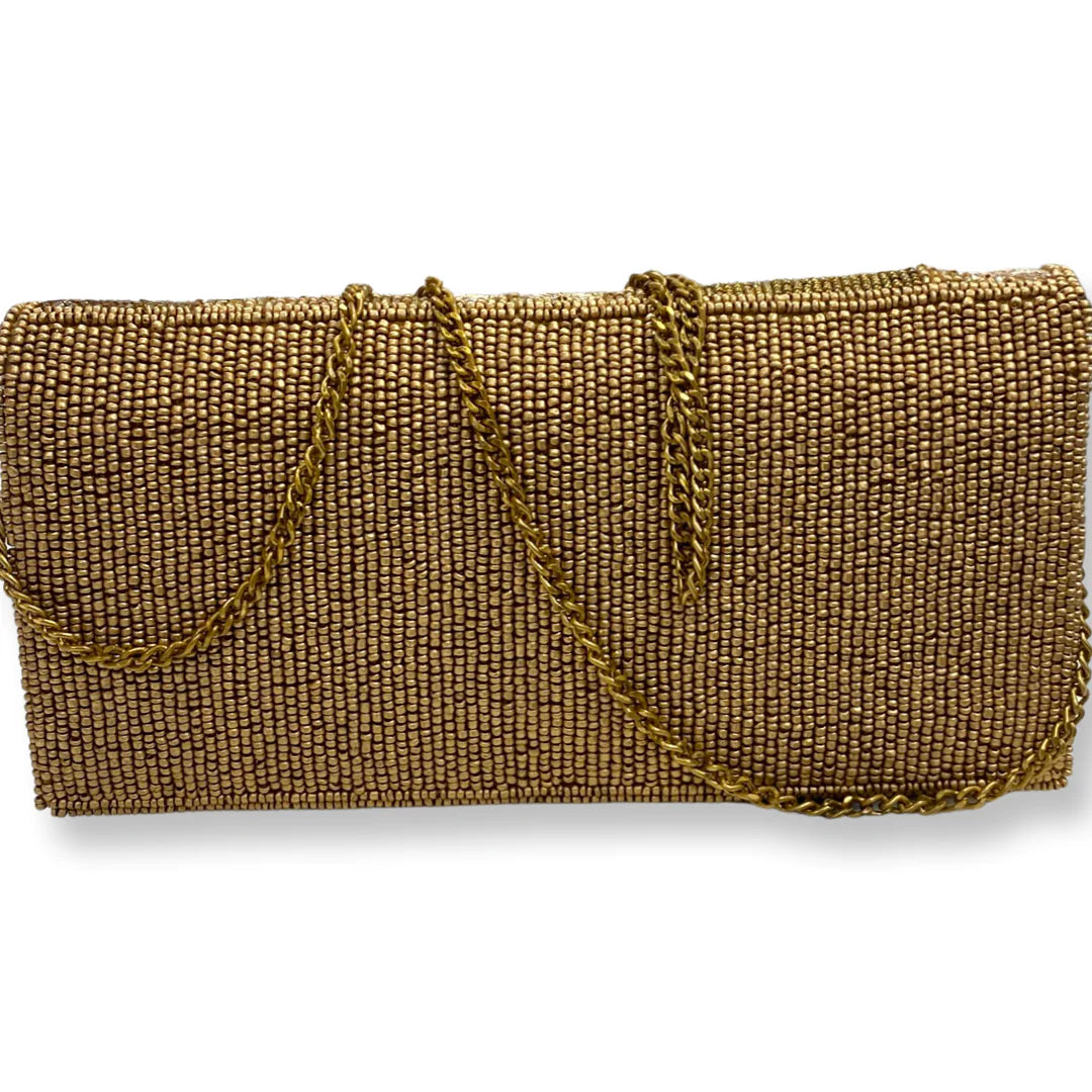 Beaded Clutch in Gold