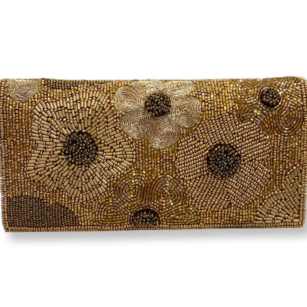 Beaded Clutch in Gold