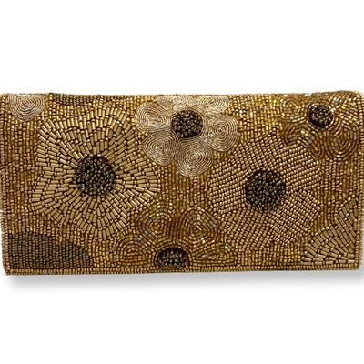 Beaded Clutch in Gold