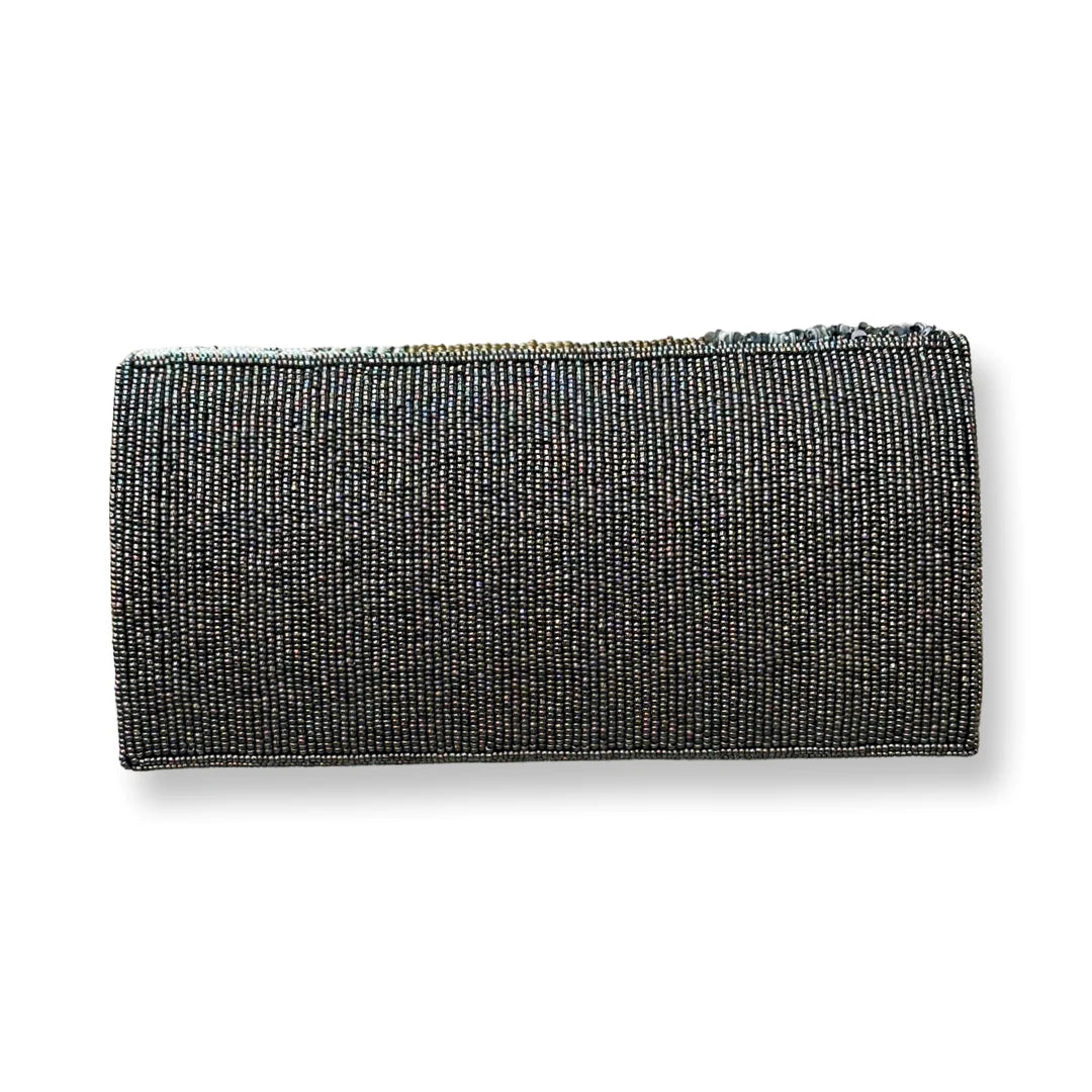 Gold & Ivory Pattern Clutch With Sequins