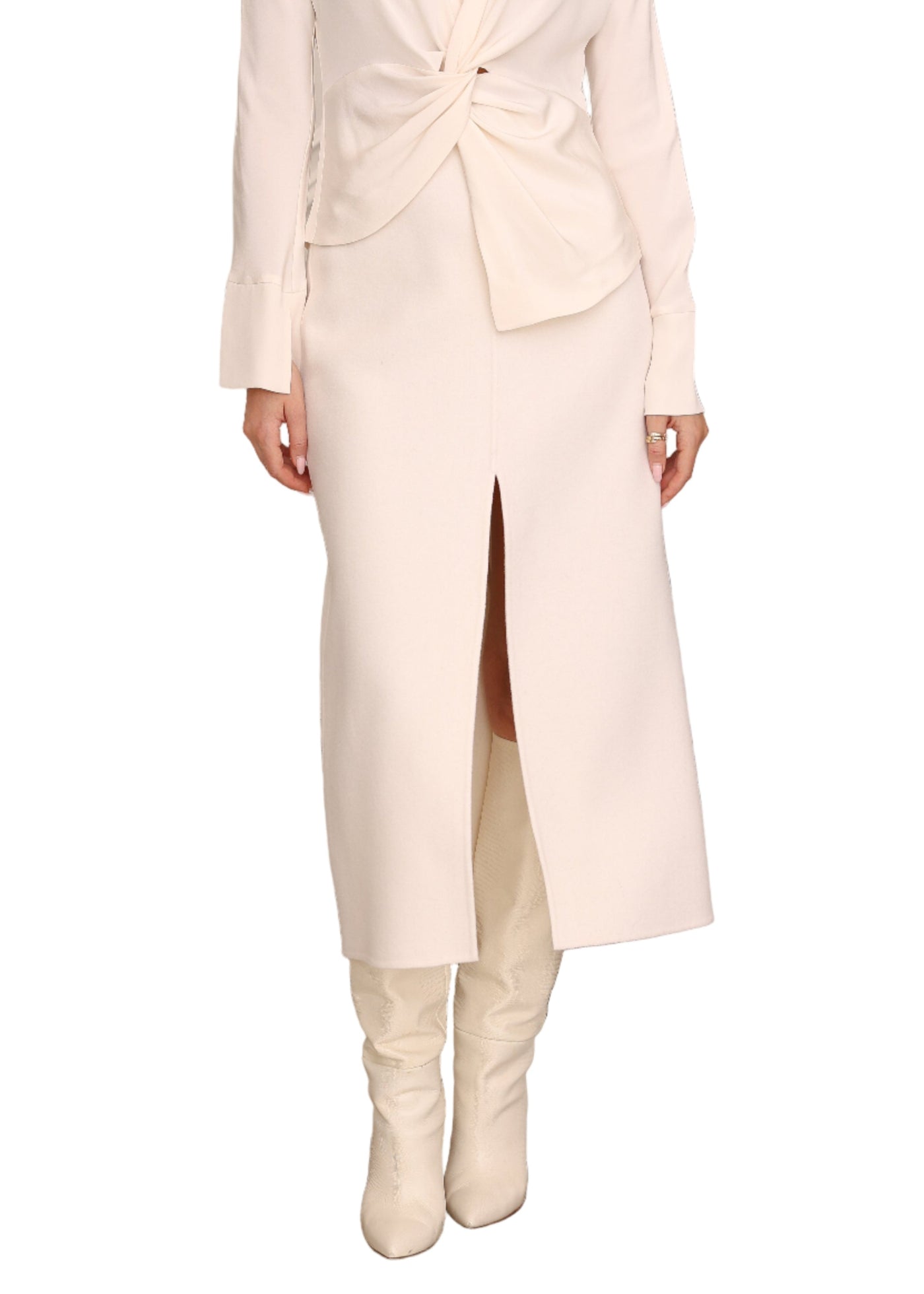 Double Face Slit Skirt in Ivory