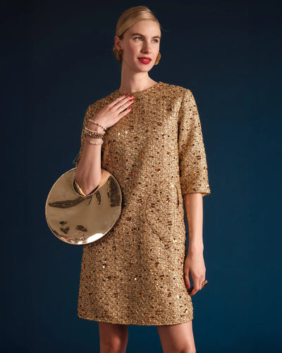 Mod Sequin Dress in Gold