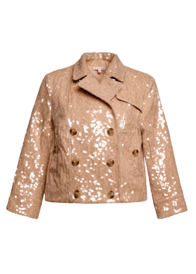 Sequin Moto Jacket in Champagne