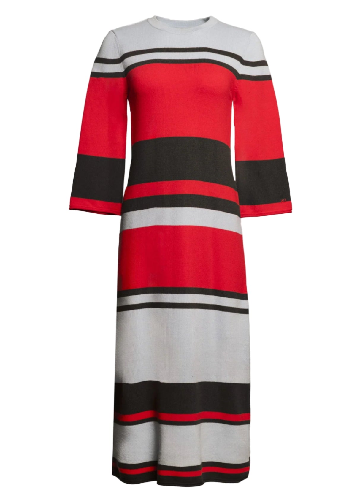 Cozy Knit Maxi Dress in Red/Blue/Black