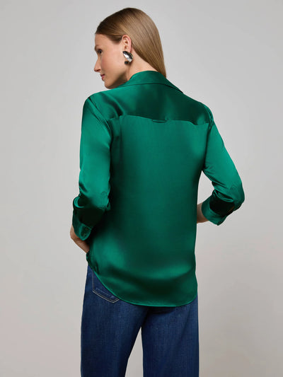 Dani Silk Blouse in Bottle Green