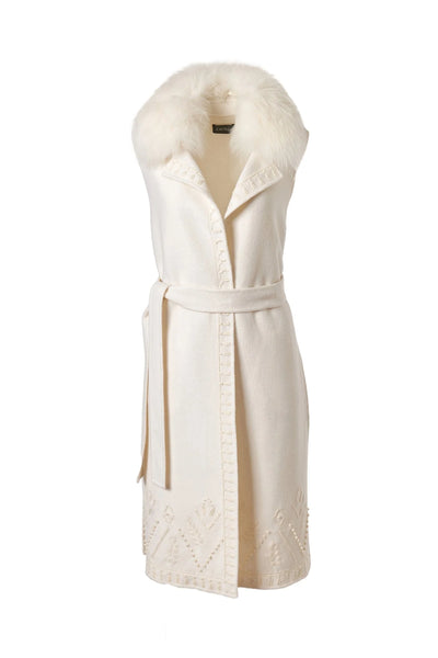 Long Embroidered Vest - Ivory