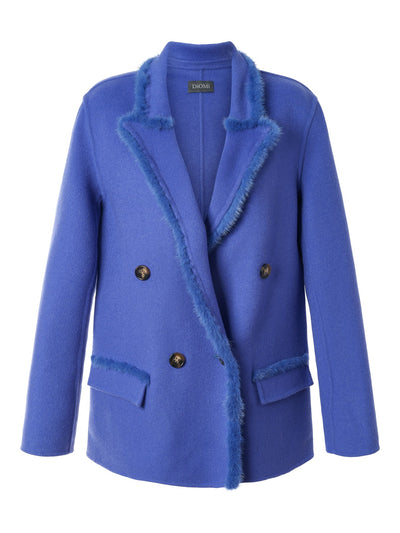 Wool Blend Mink Blazer in Azure