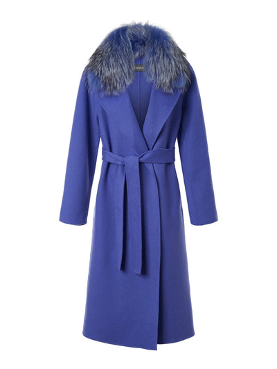 Double Breasted Wrap Coat - Azure