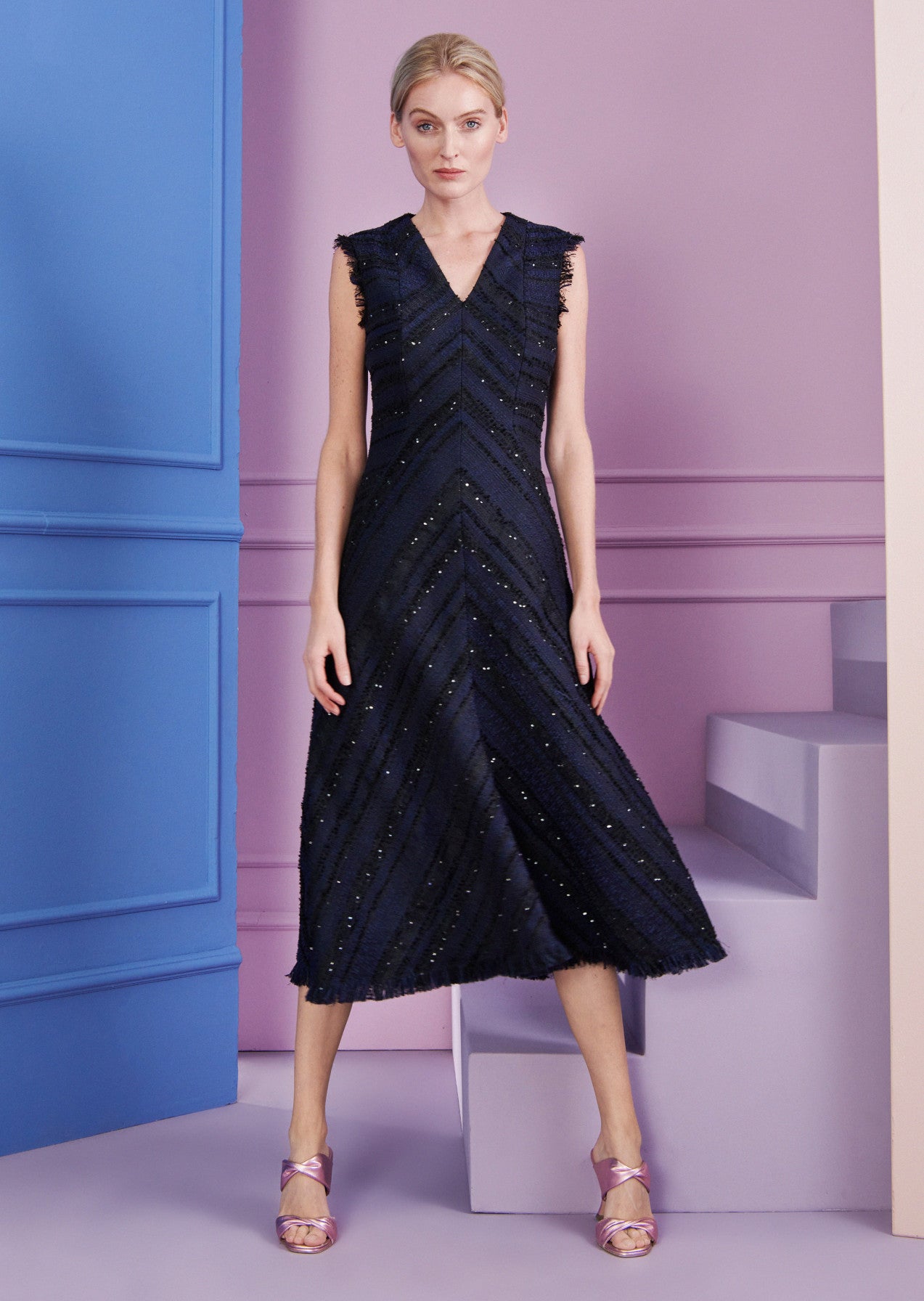 Midi Dress - Navy/Black