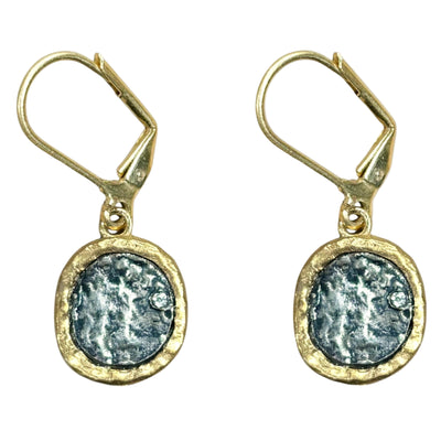 Gold Pavia Coin & Frame Dangle Earrings
