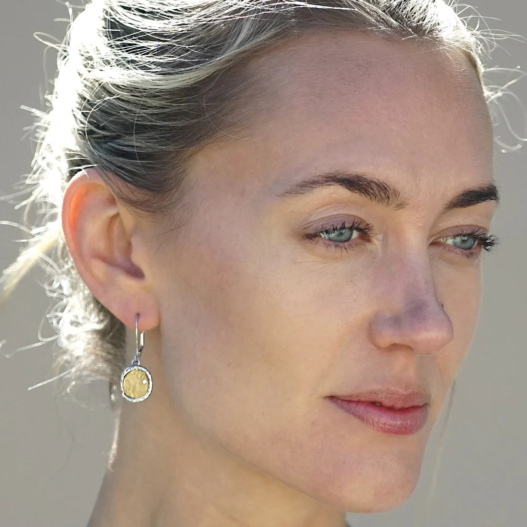 Vintage Silver Pavia Coin & Frame Dangle Earrings