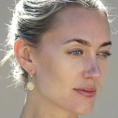 Vintage Silver Pavia Coin & Frame Dangle Earrings