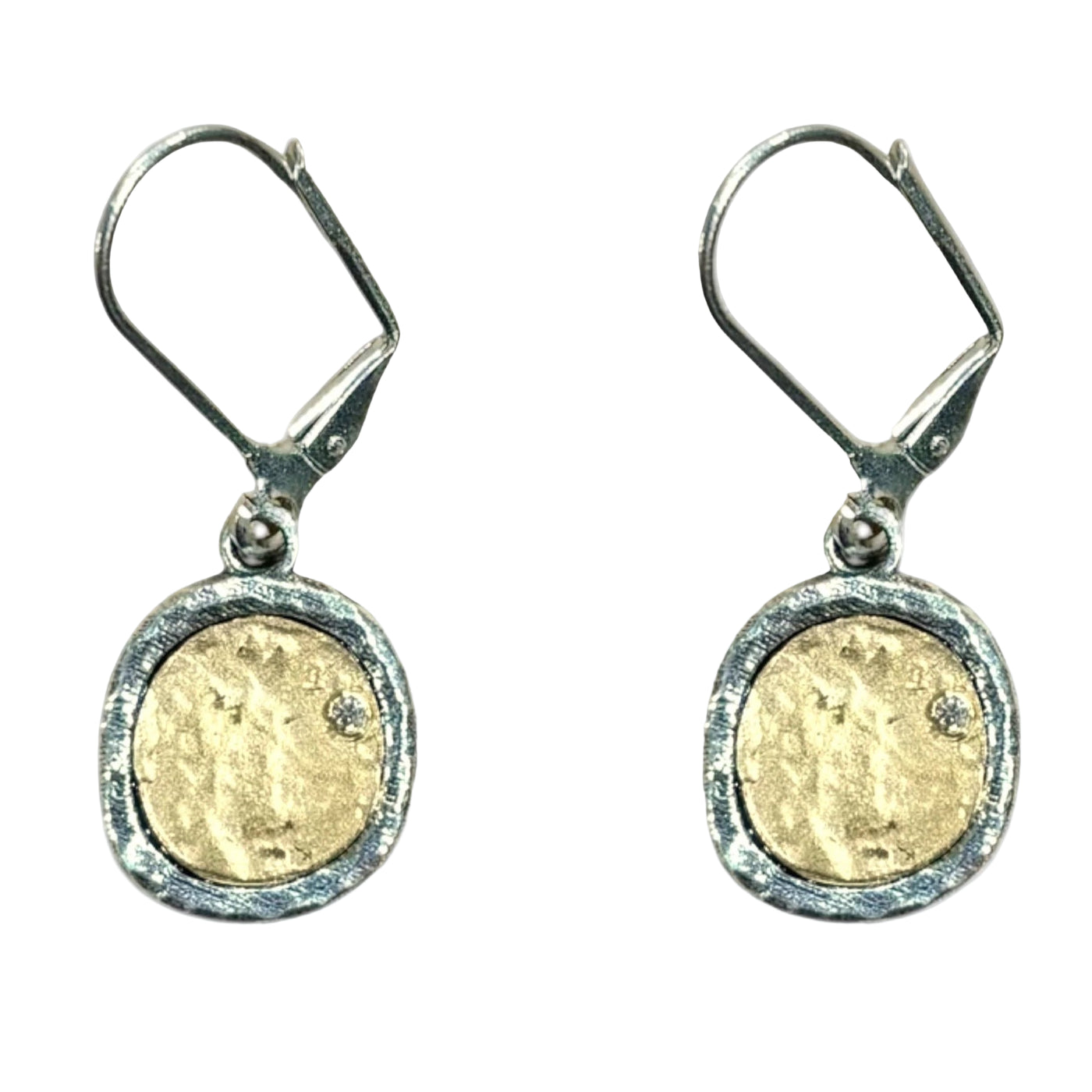 Vintage Silver Pavia Coin & Frame Dangle Earrings