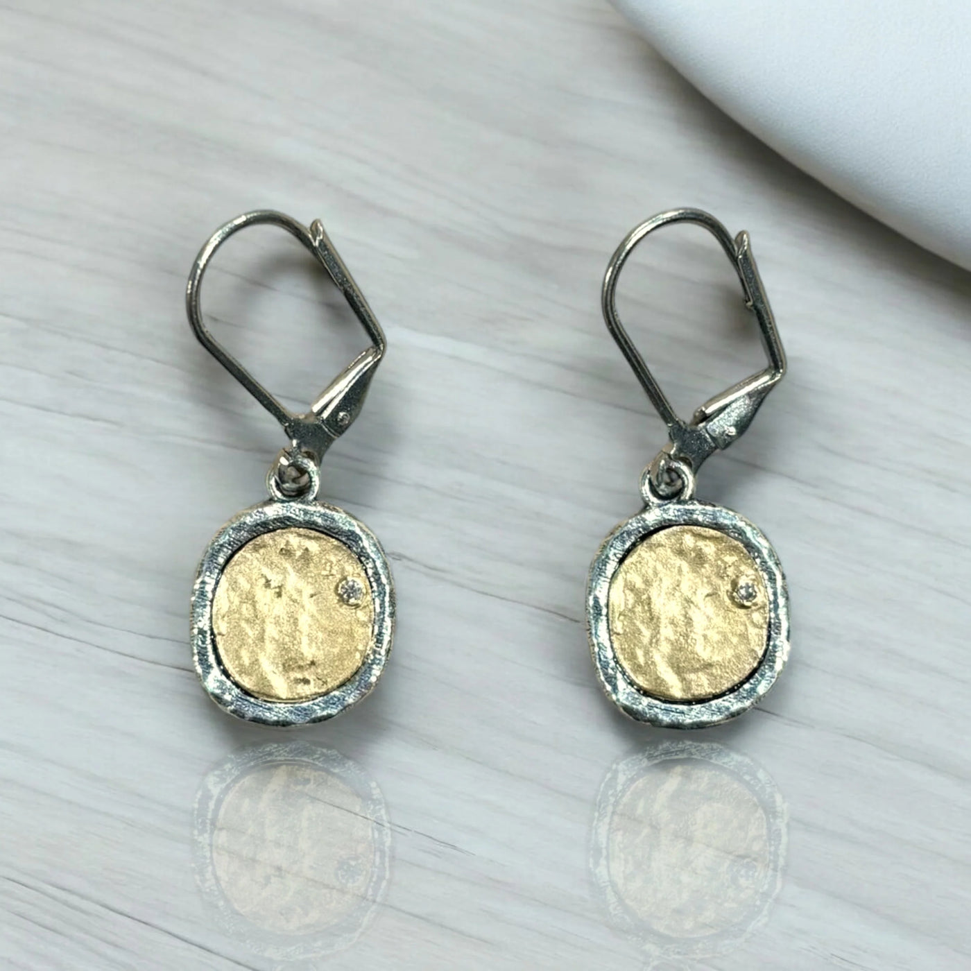 Vintage Silver Pavia Coin & Frame Dangle Earrings