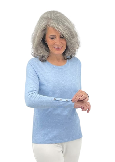 Jewel Neck Top in Sky