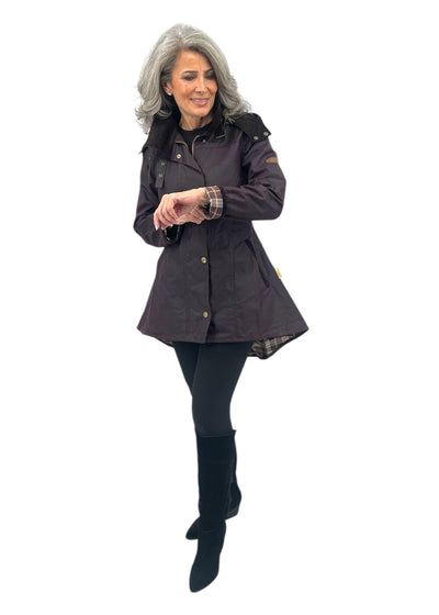 Louise Wax Raincoat in Mahogany