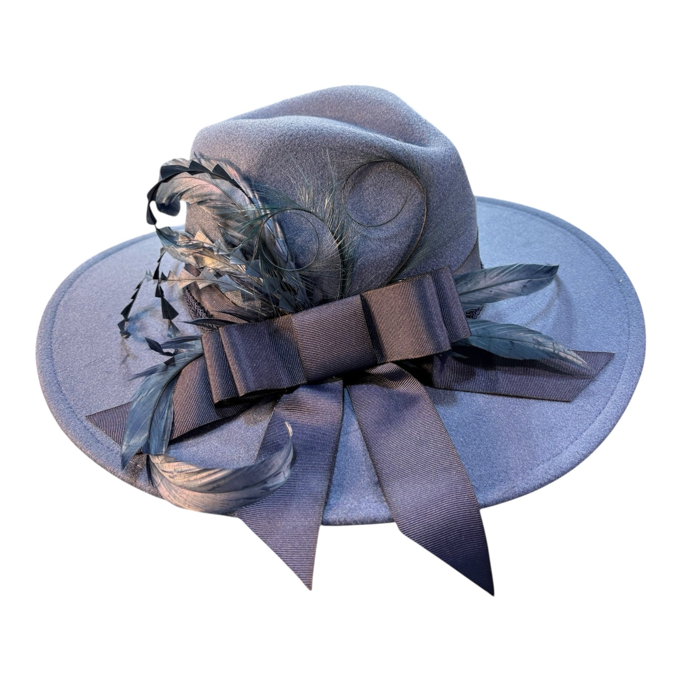 Denim Blue Fedora with Quills