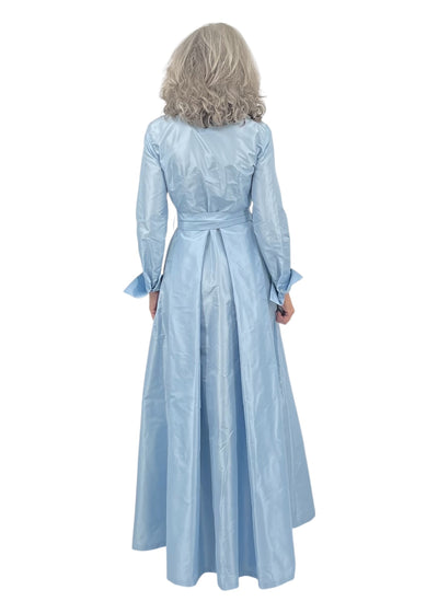 BB Brittany Silk Taffeta Shirt Gown in Light Blue
