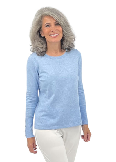 Jewel Neck Top in Sky