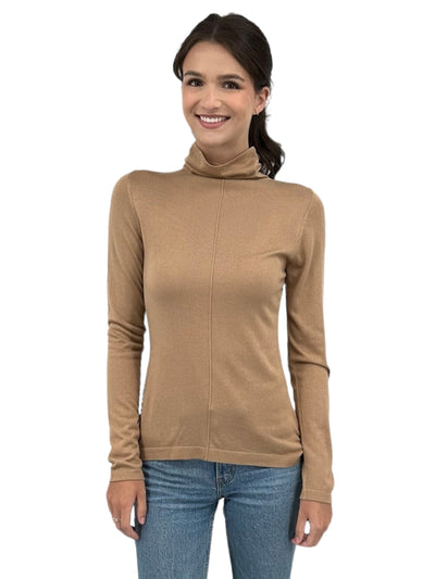 Long Sleeve Seamed Funnel in Camel