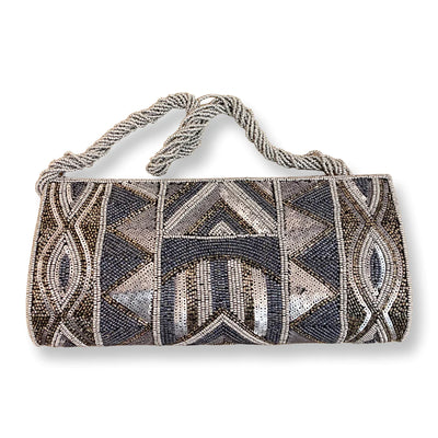 Silver & Midnight Beaded Clutch