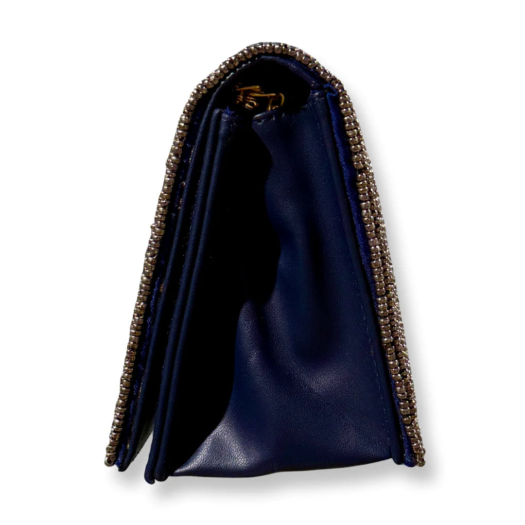 Beaded Blue Pewter Clutch