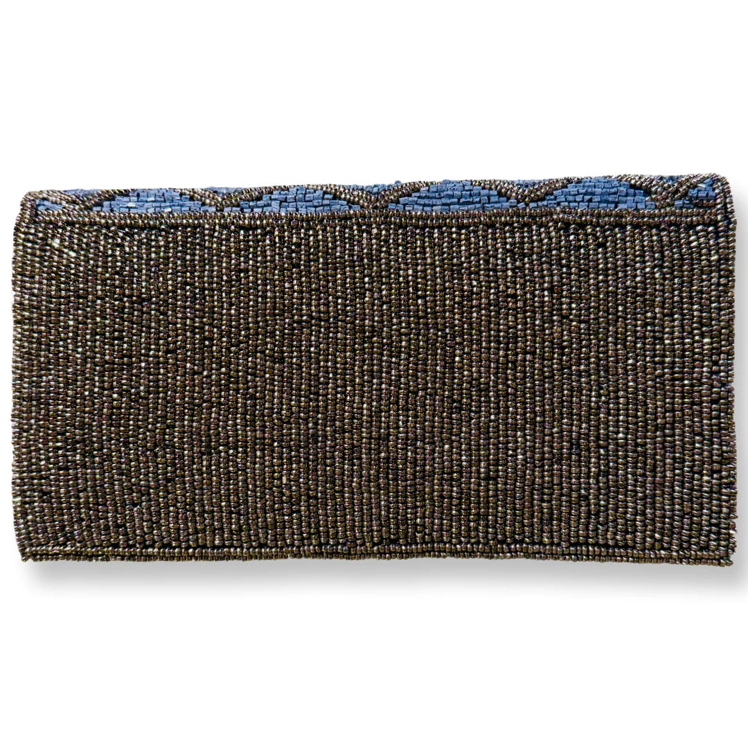 Beaded Blue Pewter Clutch