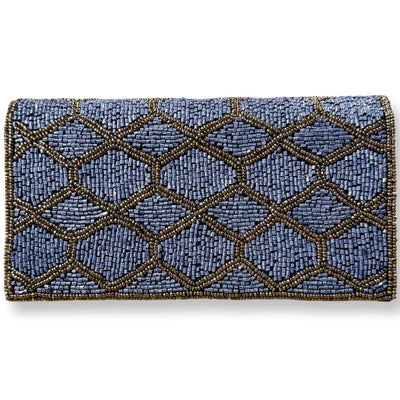 Beaded Blue Pewter Clutch