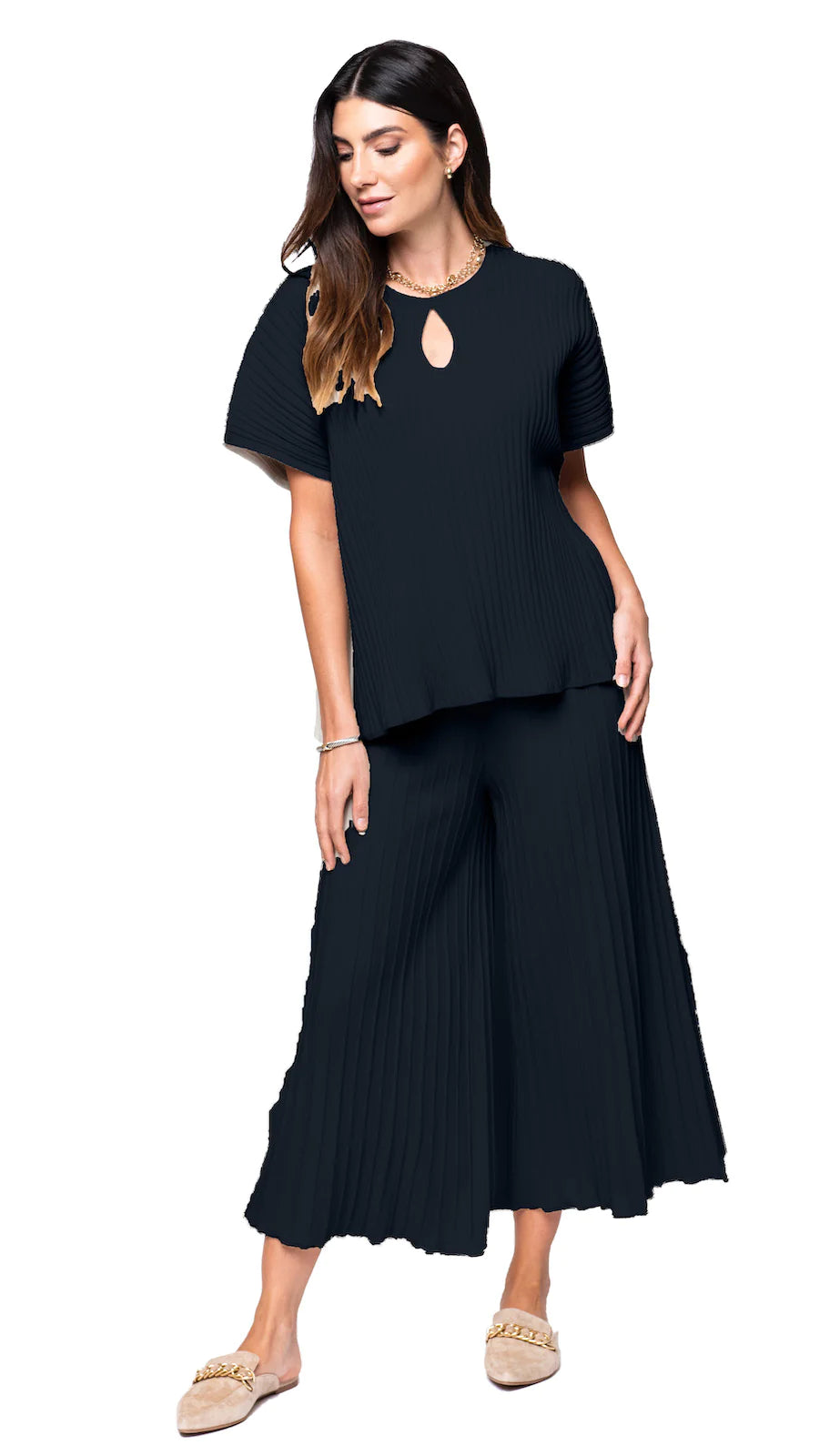 Ester Rib Knit Top - Dark Navy