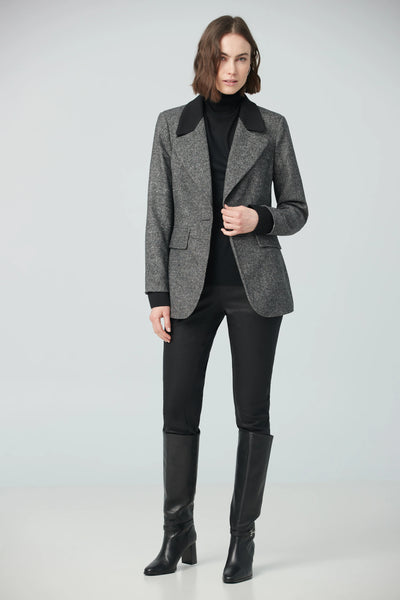 Single Breasted Jacket With Rib Collar
