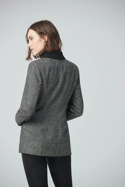 Single Breasted Jacket With Rib Collar