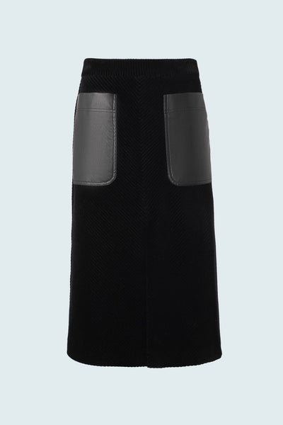 A-line Skirt with Patch Pockets in Black