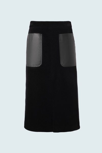 A-line Skirt with Patch Pockets - Black