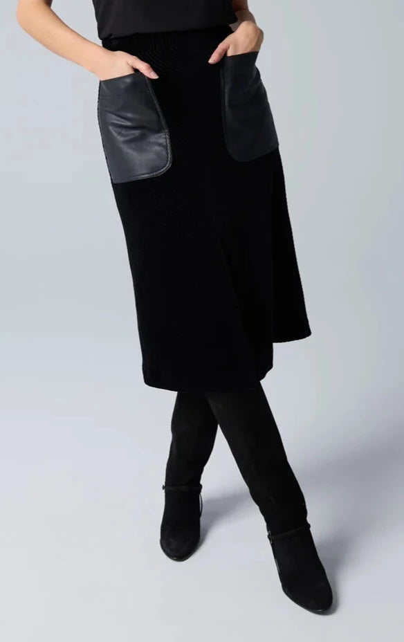 A-line Skirt with Patch Pockets - Black