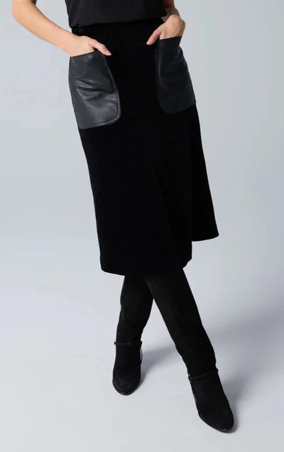 A-line Skirt with Patch Pockets - Black