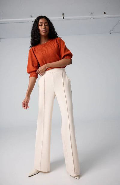 Wide Leg Pintuck Pant - Bone