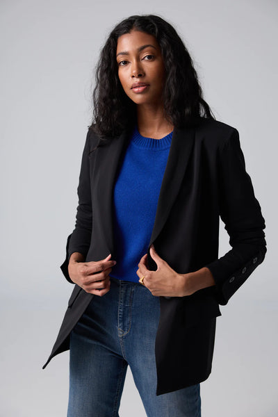 Single Button Shawl Blazer in Black