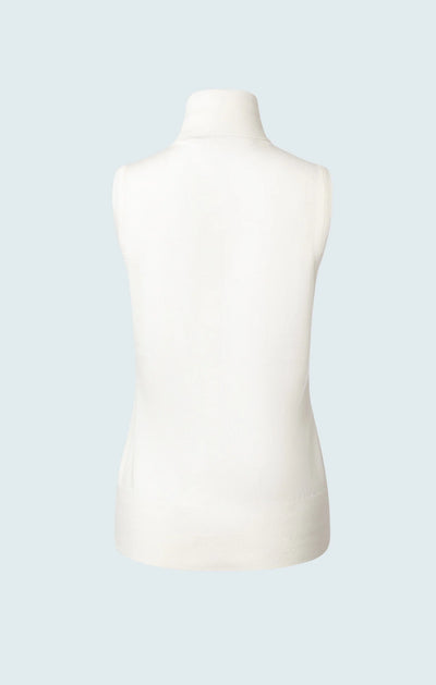 Merino Blend Sleeveless Turtleneck in Ivory