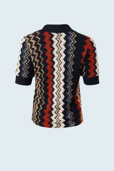 Polo Shirt with Knit Combo - Navy Multi
