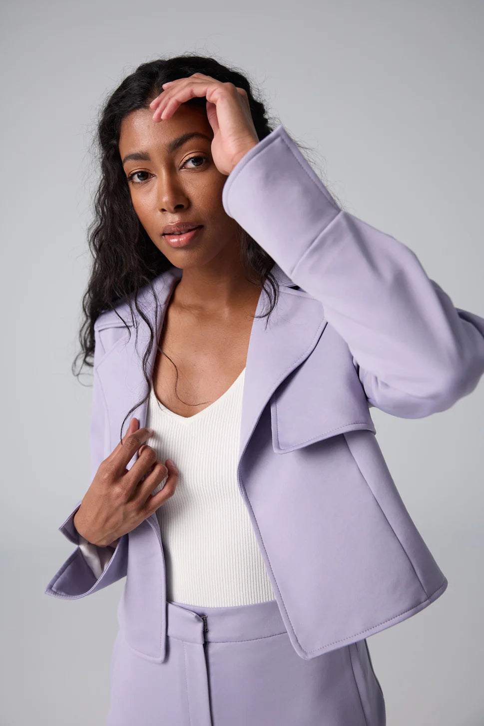 Crop Jacket with Storm Flap - Lilac