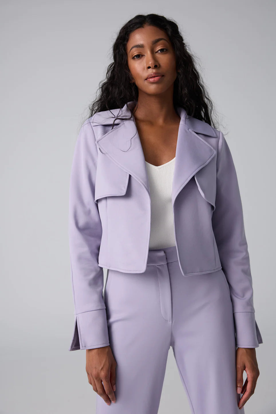 Crop Jacket with Storm Flap - Lilac