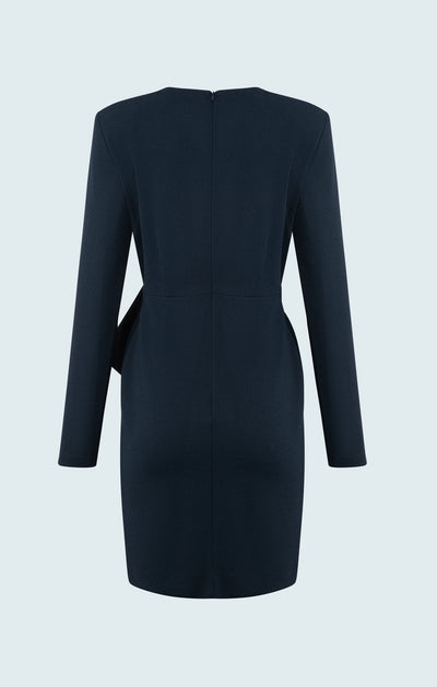 Faut Wrapped Dress with Buckle at Front - Navy